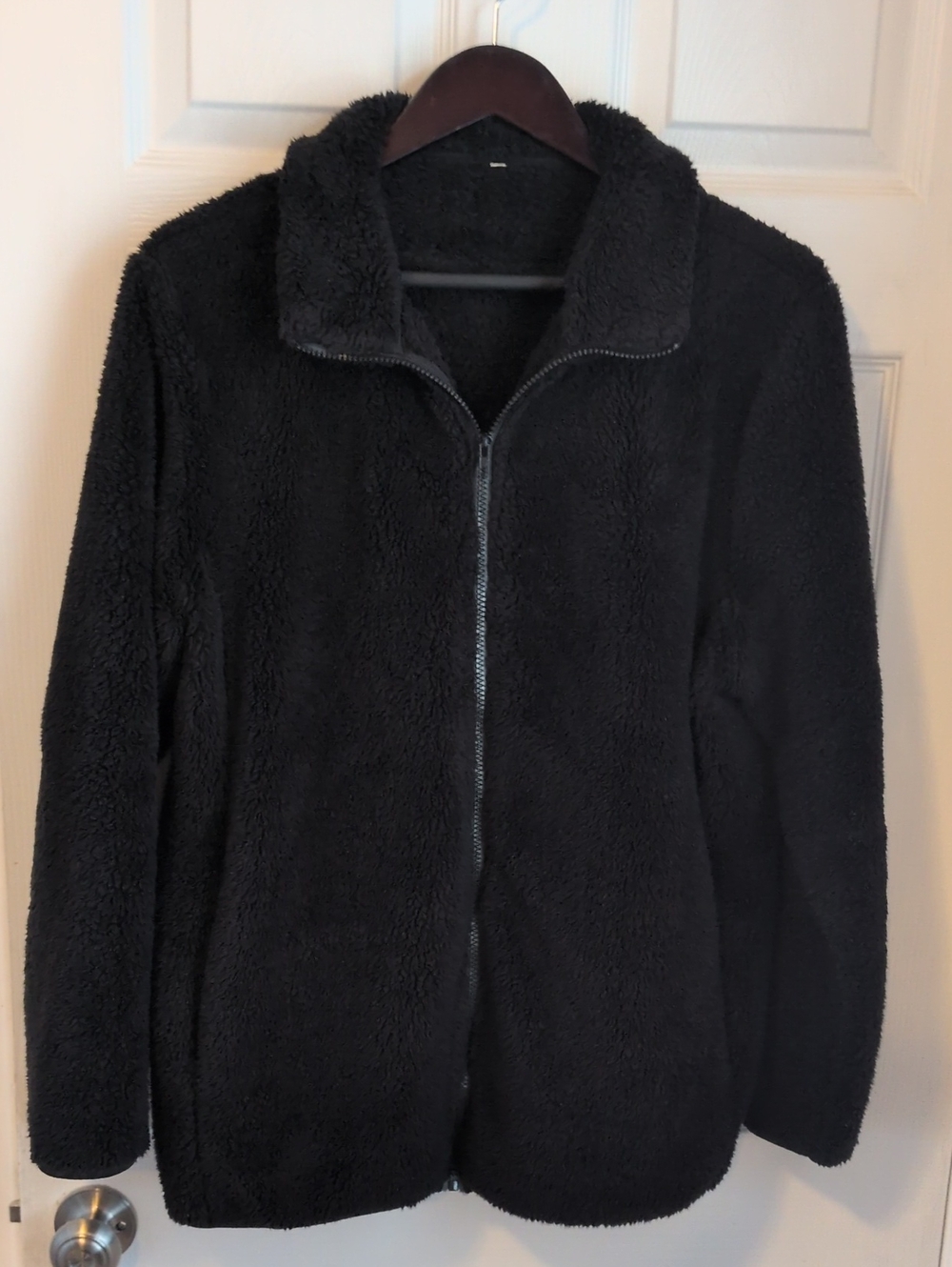 Faux Fur/Fleece Relaxed Fit Full Zip Jacket With Pockets
